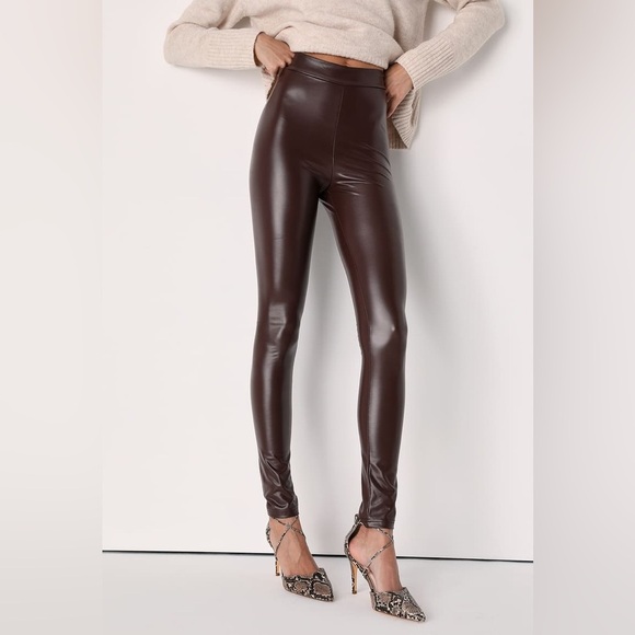 Lulus Rock Music Chocolate Brown Vegan Leather
Leggings, Size M, NWT - Picture 4 of 10